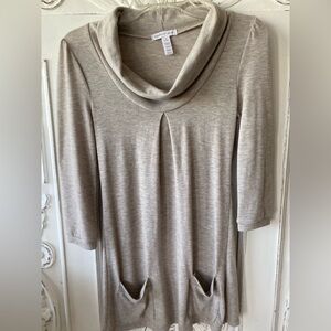 Ambiance Beige Cowl Neck Top